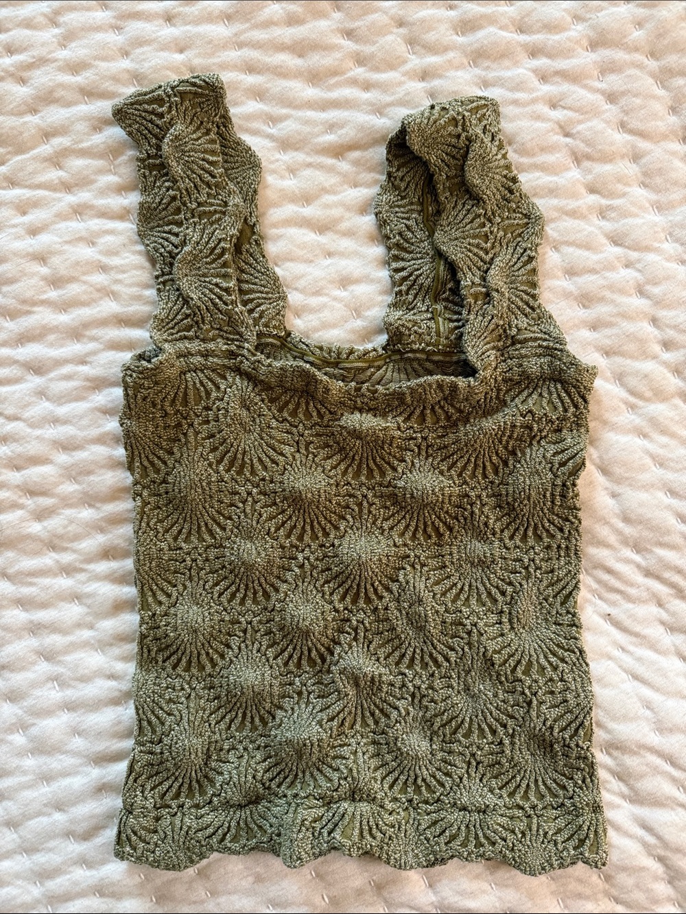 Altar'd State Olive Green Crochet Tank